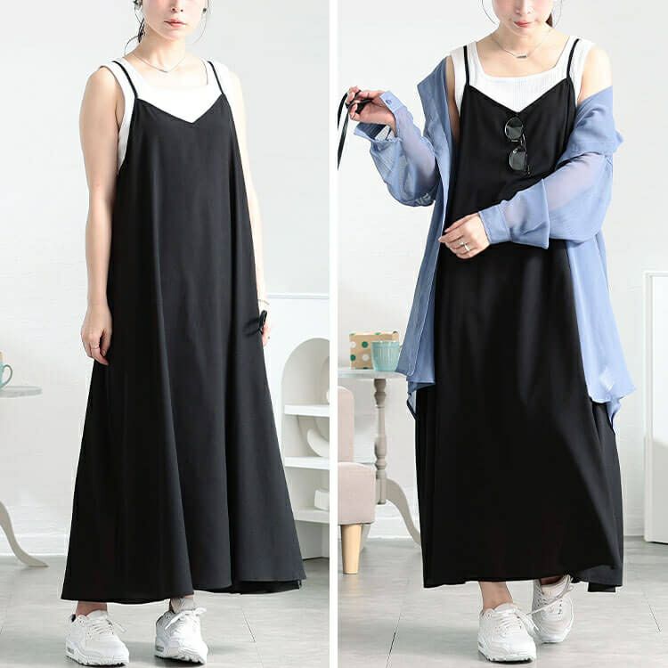 大きいサイズ レディース 後レースアップキャミワンピース　tog-1050 【メール便可】