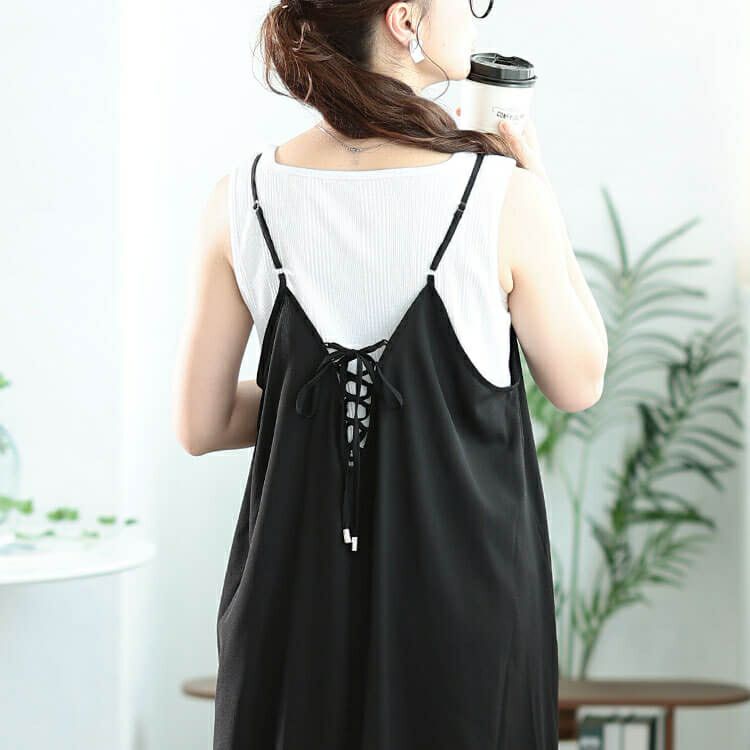 大きいサイズ レディース 後レースアップキャミワンピース　tog-1050 【メール便可】