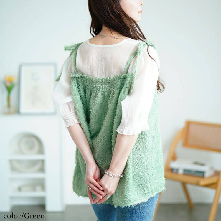 大きいサイズ レディース フリンジキャミドッキングチュニック　fem-581 【メール便可】