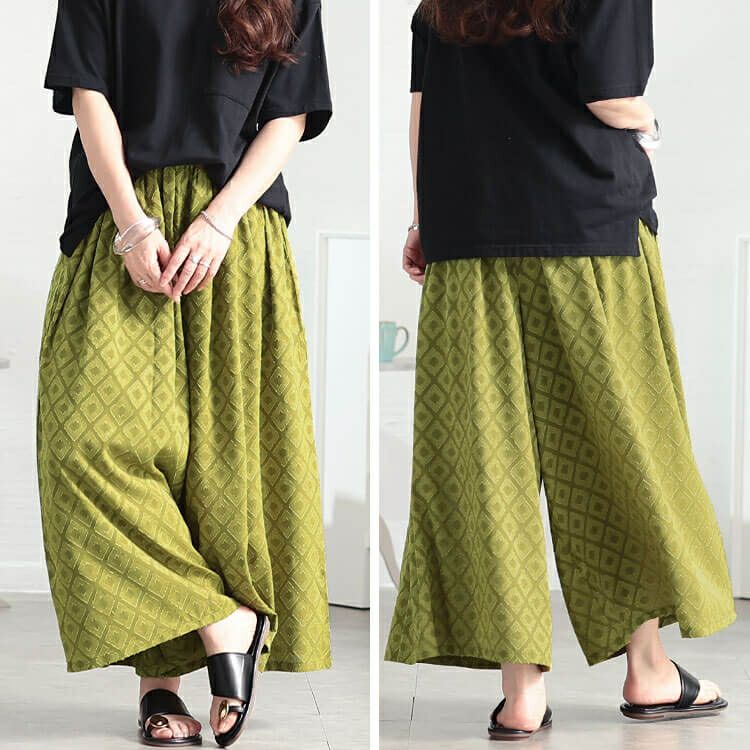 大きいサイズ レディース ダイヤ柄ジャガードスカーチョ　maru-30185 【メール便可】