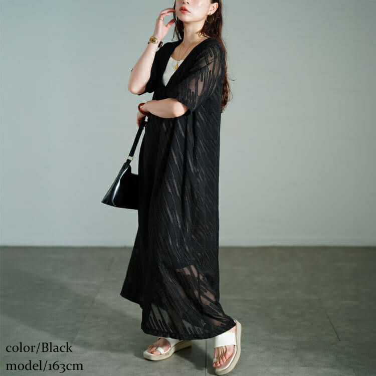 大きいサイズ レディース スラッシュシフォンジャガードワンピース