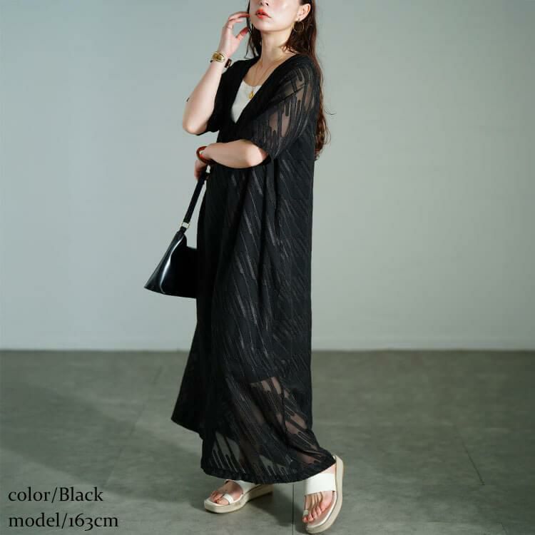 大きいサイズ レディース スラッシュシフォンジャガードワンピース　maru-30181 【メール便可】 ブラック