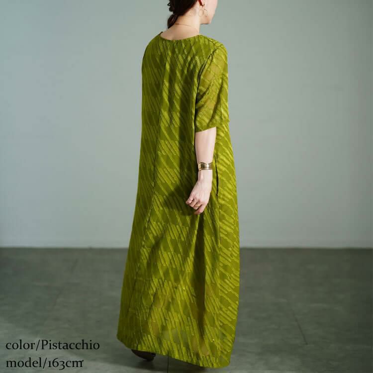 大きいサイズ レディース スラッシュシフォンジャガードワンピース