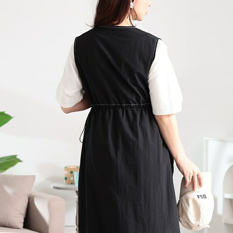 大きいサイズ レディース ナイロン配色ステッチジャンパースカート　tog-1038 【メール便可】