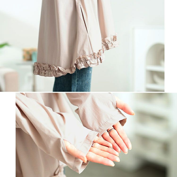 大きいサイズ レディース UVカット＆耐塩素裾フリルラッシュガード　mnfk-858302