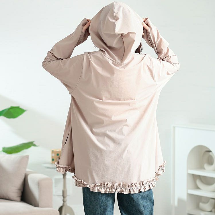 大きいサイズ レディース UVカット＆耐塩素裾フリルラッシュガード　mnfk-858302