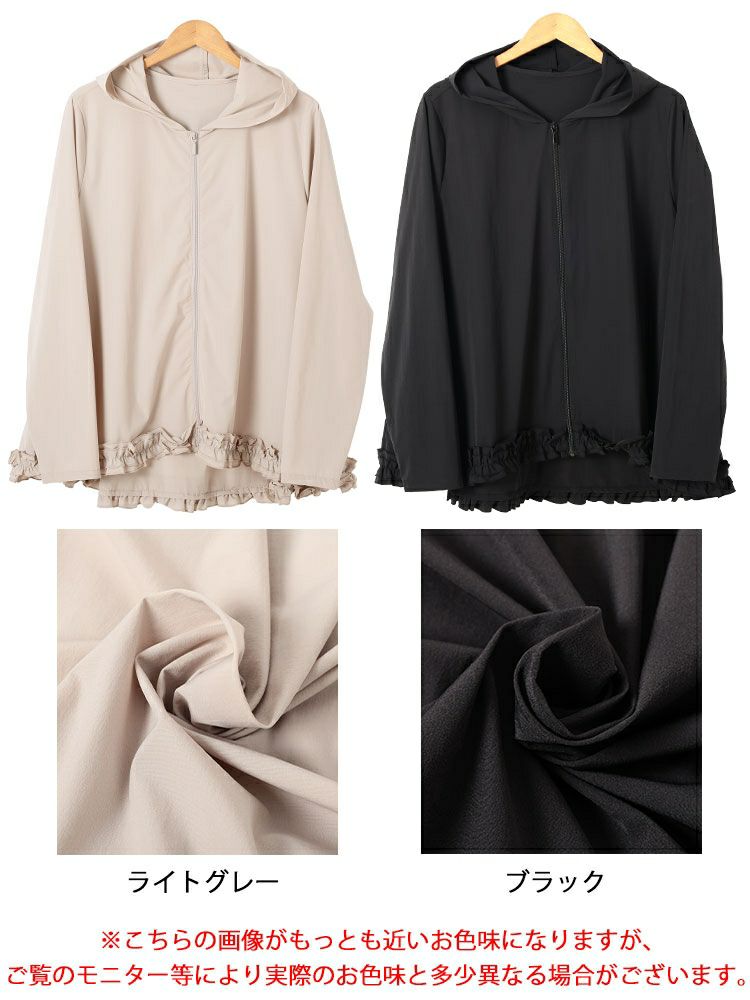 大きいサイズ レディース UVカット＆耐塩素裾フリルラッシュガード　mnfk-858302