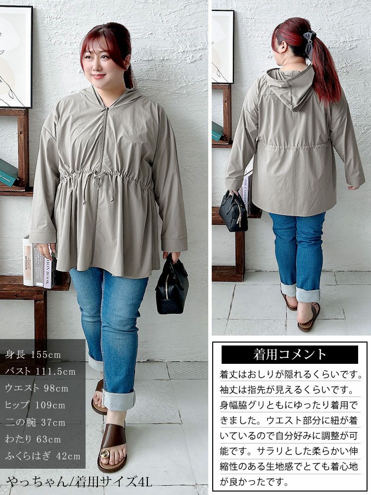 大きいサイズ レディース UVカット＆耐塩素ドロストラッシュガード　mnfk-858301