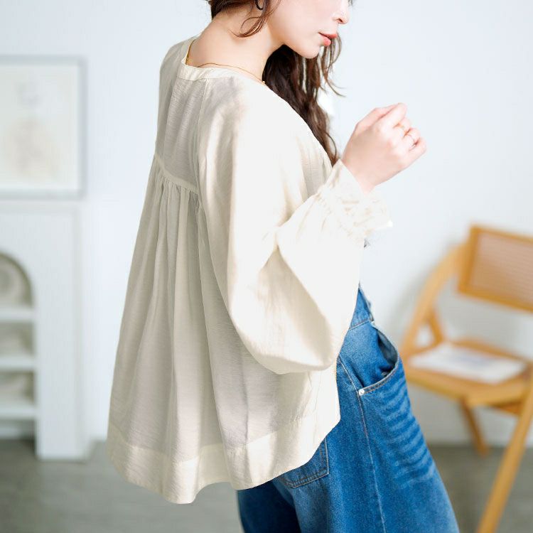 大きいサイズ レディース キャンディースリーブバックギャザーブルゾン　mnfk-858103【メール便可】