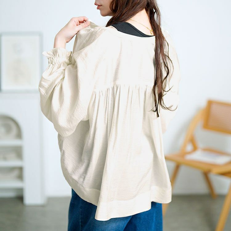 大きいサイズ レディース キャンディースリーブバックギャザーブルゾン　mnfk-858103【メール便可】