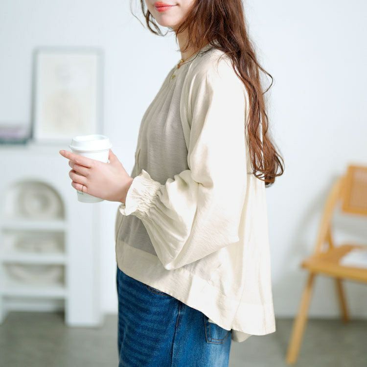 大きいサイズ レディース キャンディースリーブバックギャザーブルゾン　mnfk-858103【メール便可】