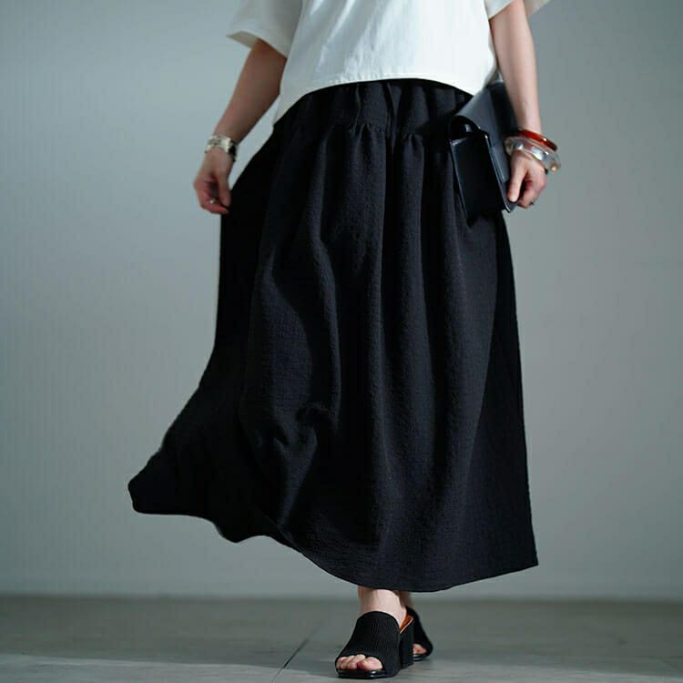 大きいサイズ レディース サッカー切り替えフレアスカート　nw-25032