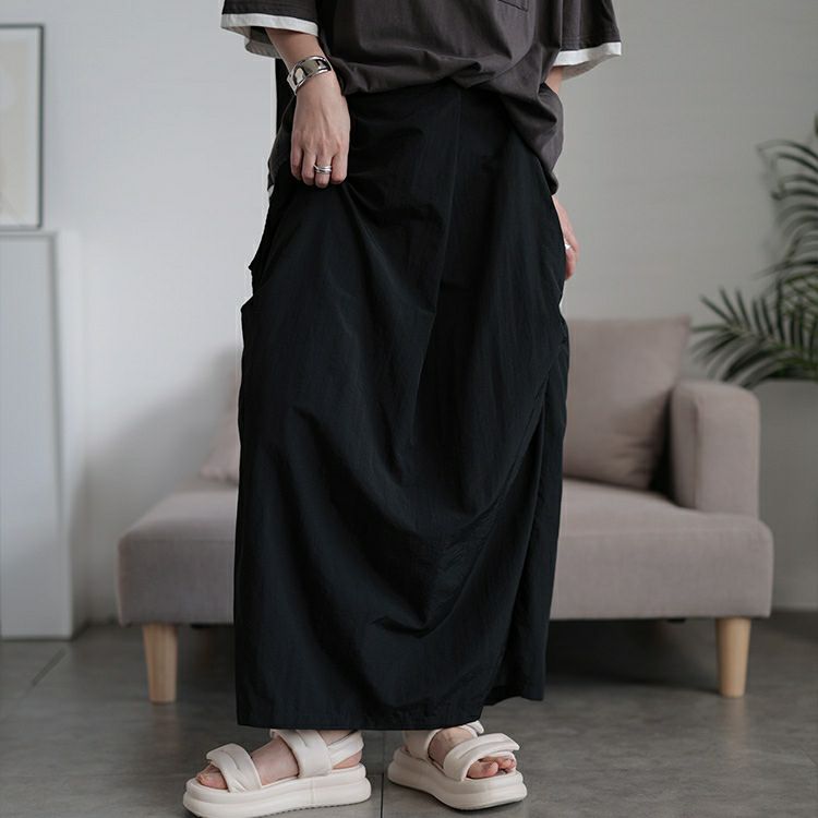 大きいサイズ レディース フロントタックナイロンナロースカート　nw-25031 【メール便可】