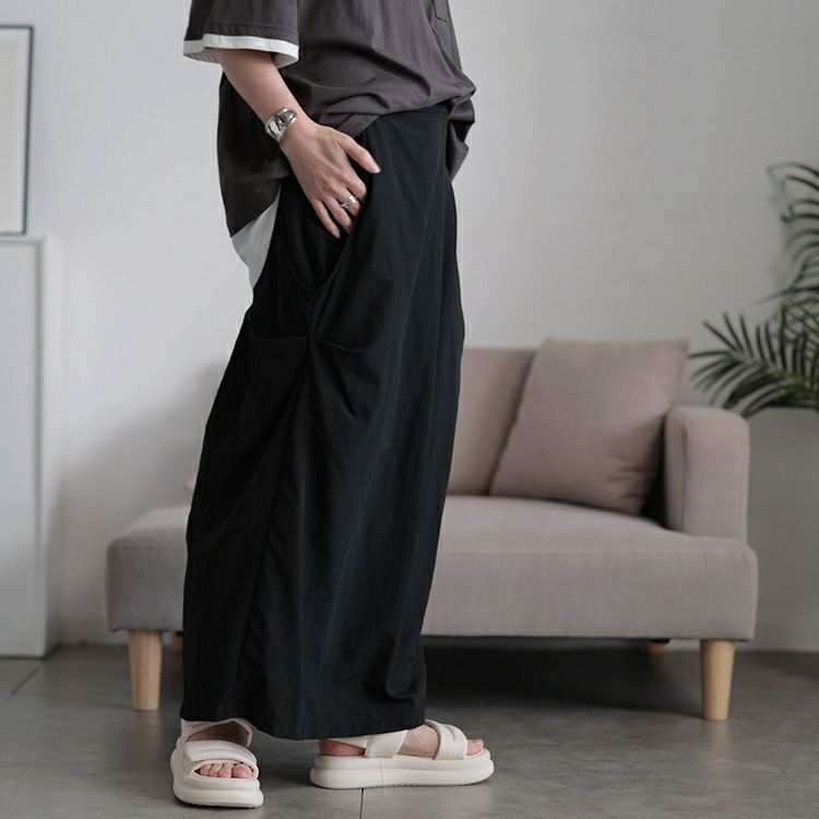 大きいサイズ レディース フロントタックナイロンナロースカート　nw-25031 【メール便可】