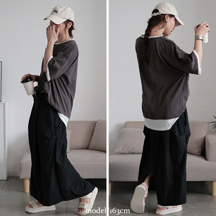 大きいサイズ レディース フロントタックナイロンナロースカート　nw-25031 【メール便可】