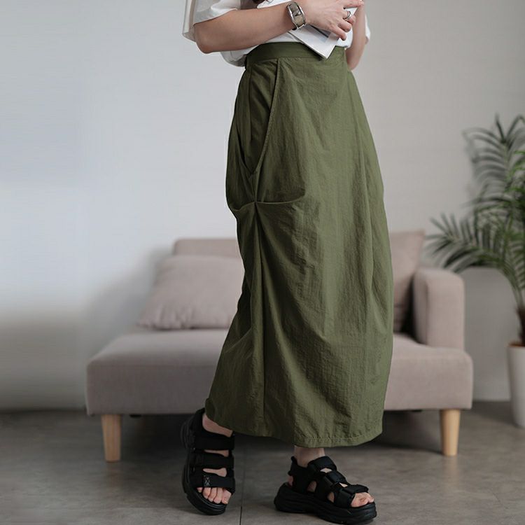 大きいサイズ レディース フロントタックナイロンナロースカート　nw-25031 【メール便可】