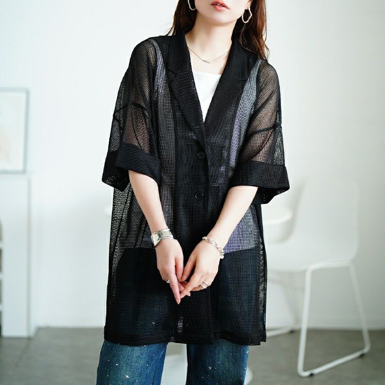 大きいサイズ レディース メッシュテーラードジャケット　sw-0774