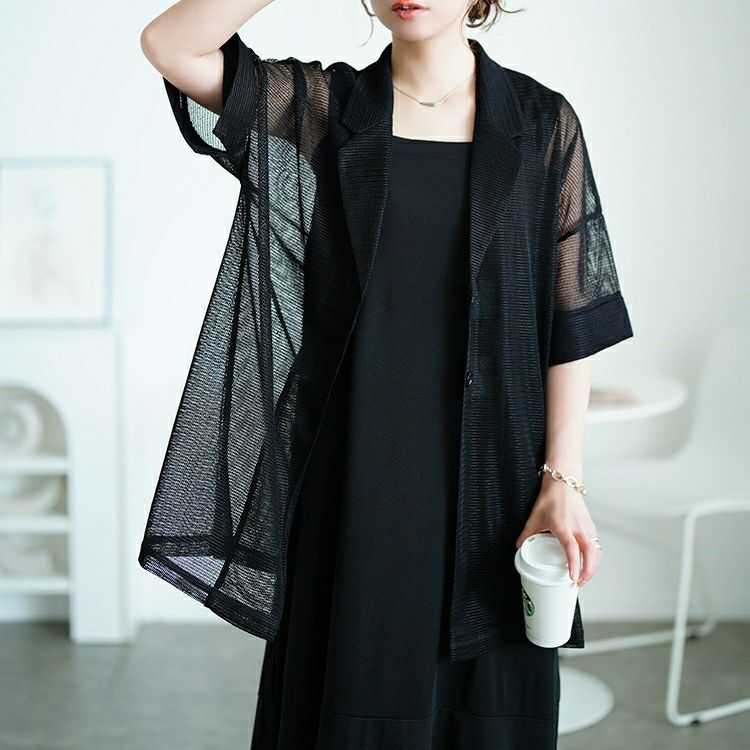 大きいサイズ レディース メッシュテーラードジャケット　sw-0774