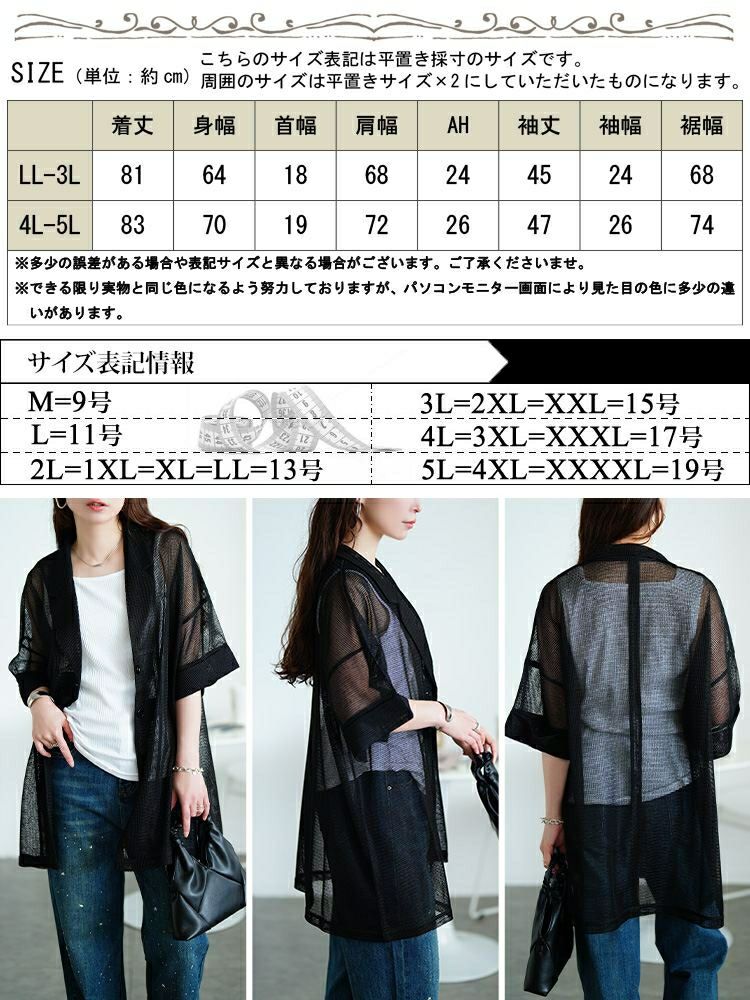 大きいサイズ レディース メッシュテーラードジャケット　sw-0774