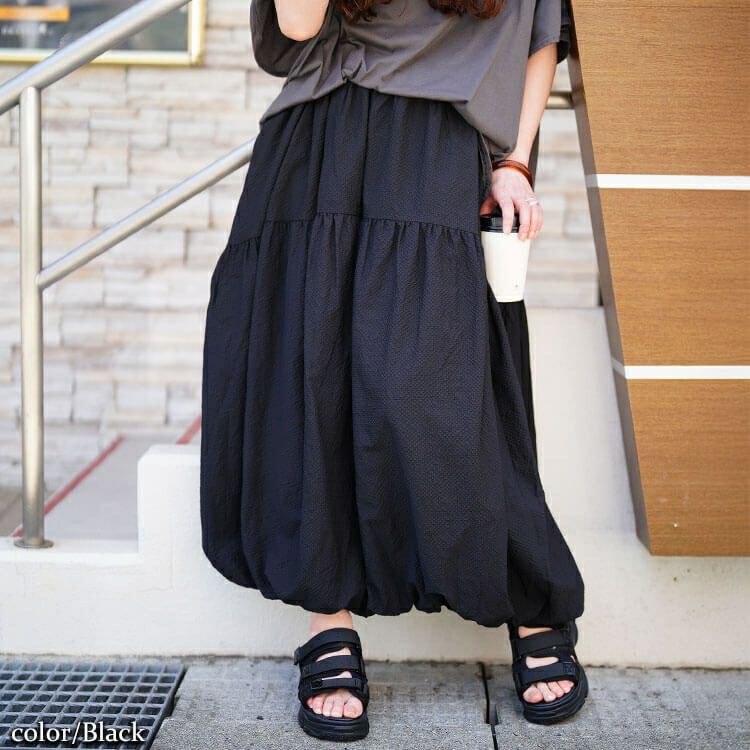 大きいサイズ レディース サッカー切り替えバルーンスカート　sw-0762