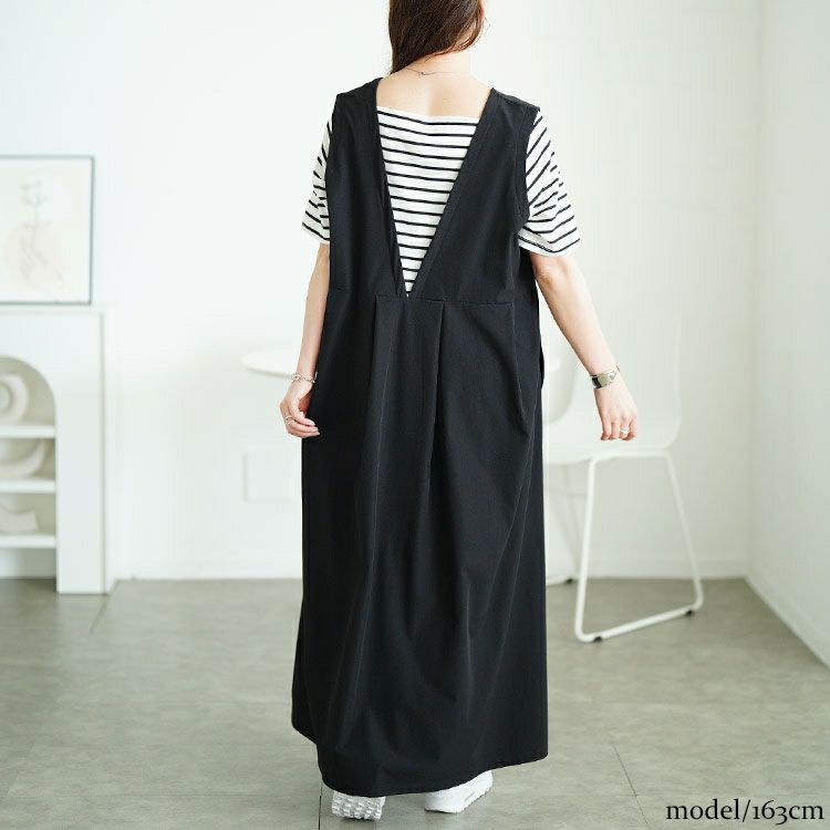 大きいサイズ レディース フェイクレイヤードタックジャンパースカート　maru-30169