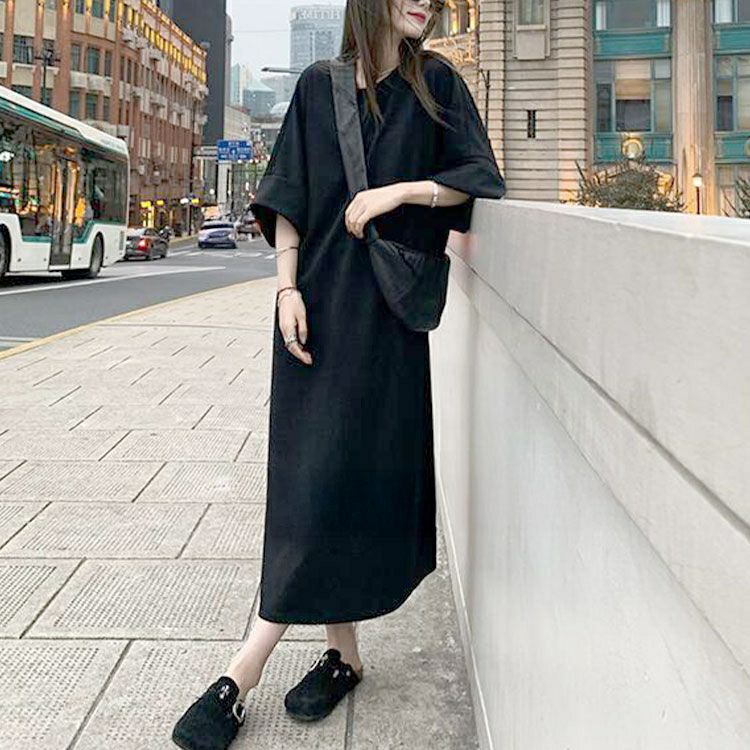 大きいサイズ レディース フレア袖バックスリットロングワンピース　goldy-1700