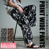 大きいサイズ レディース ペイント柄ワイドパンツ　tog-1053 【メール便可】