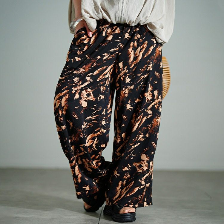 大きいサイズ レディース ペイント柄ワイドパンツ　tog-1053 【メール便可】