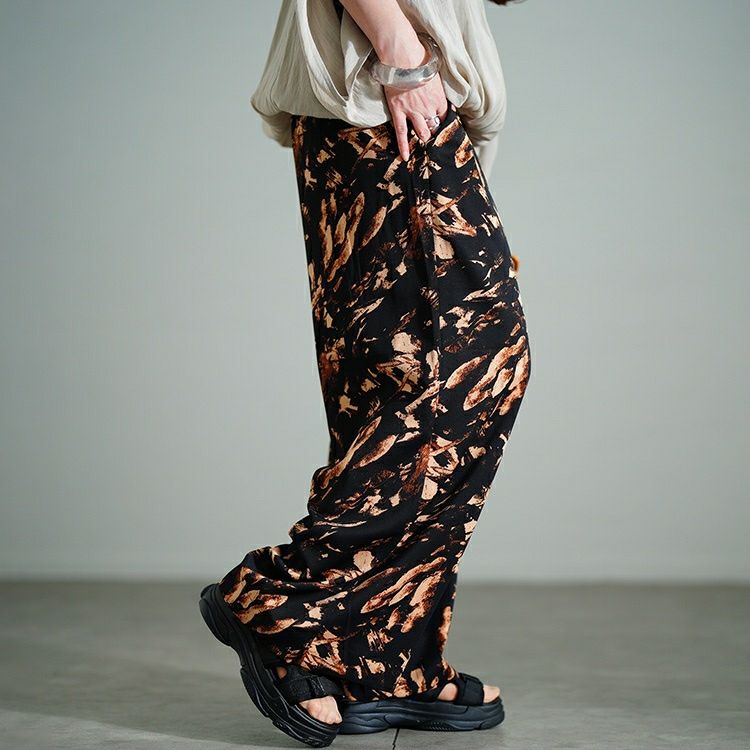 大きいサイズ レディース ペイント柄ワイドパンツ　tog-1053 【メール便可】