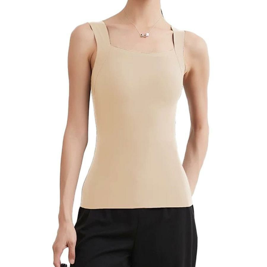 大きいサイズ レディース カップ付きシームレスタンクトップ　jp556 ベージュ