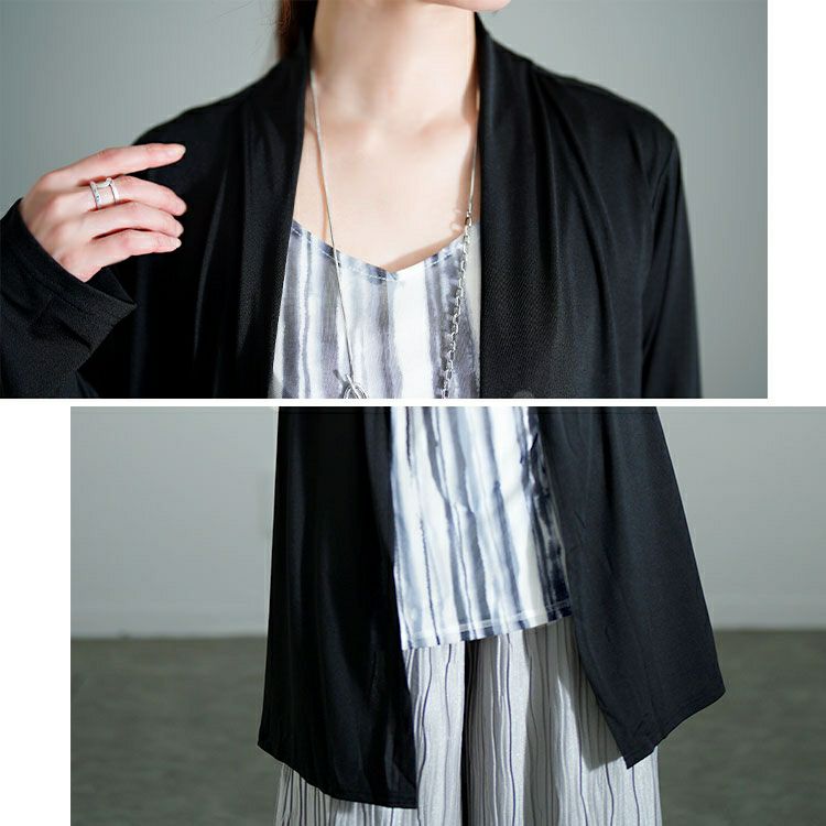 大きいサイズ レディース トッパー重ね着風ストライプチュニック　jp554