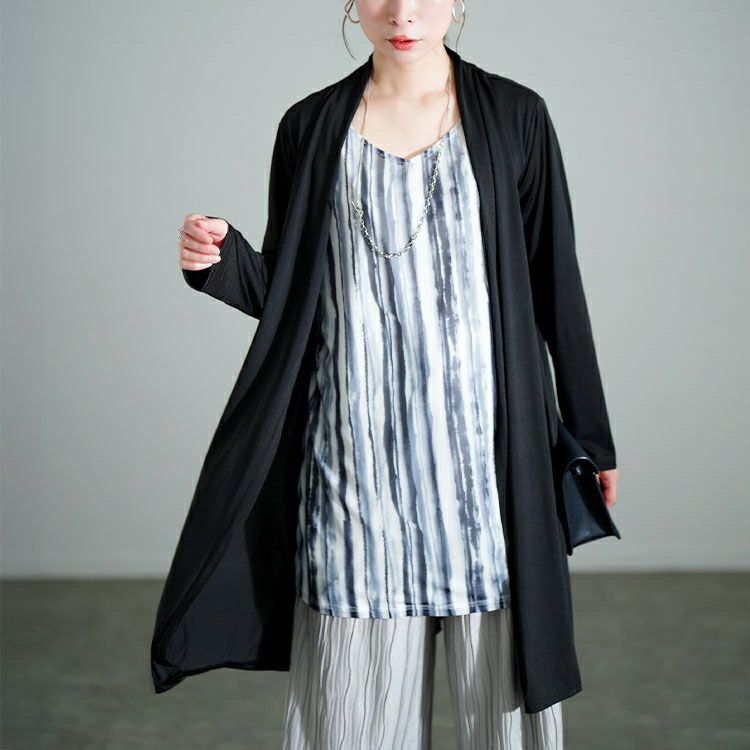 大きいサイズ レディース トッパー重ね着風ストライプチュニック　jp554