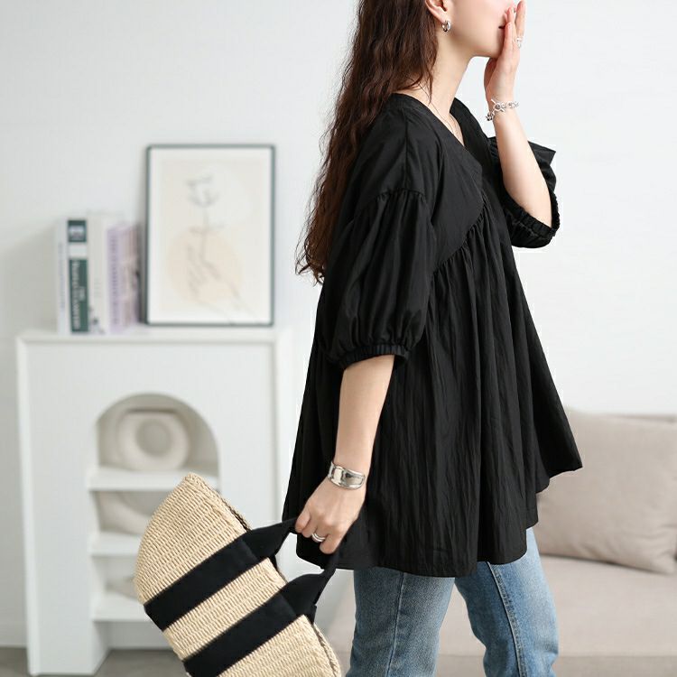 大きいサイズ レディース 接触冷感ギャザー切り替えチュニック maru