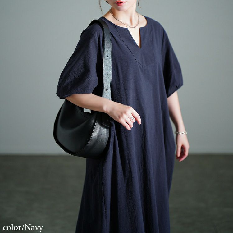 大きいサイズ レディース 後ろピンタックコットンワンピース　maru-30172 【メール便可】