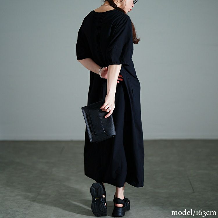 大きいサイズ レディース 後ろピンタックコットンワンピース　maru-30172 【メール便可】