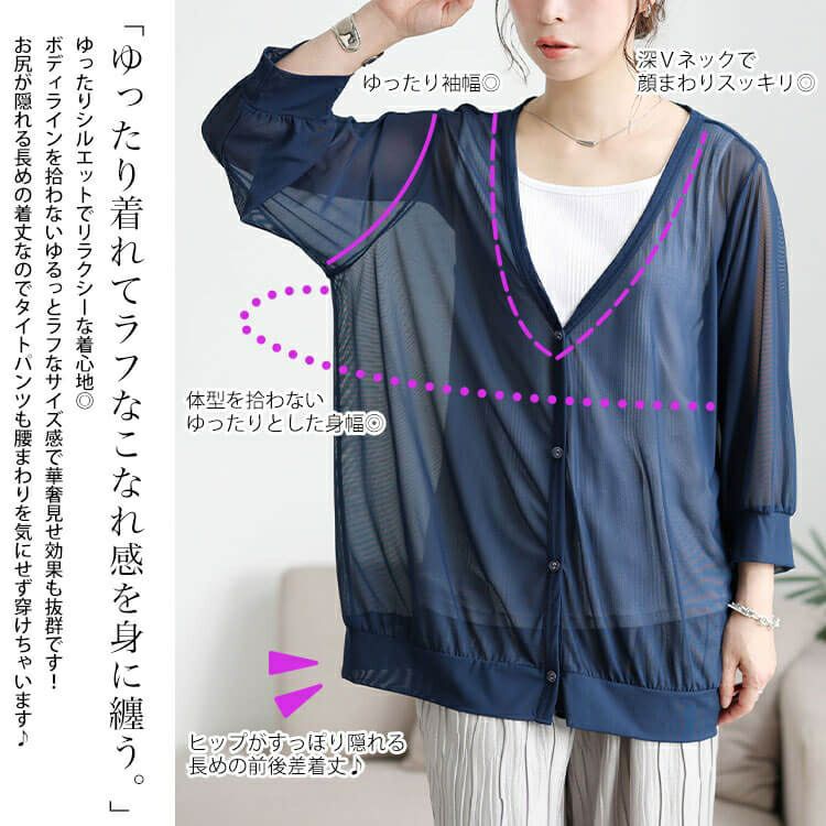 大きいサイズ レディース 接触冷感＆洗濯速乾シアーカーディガン　cpdai-651038 【メール便可】