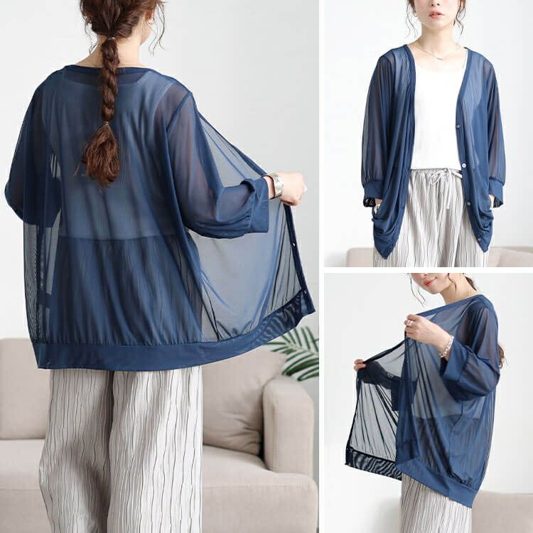 大きいサイズ レディース 接触冷感＆洗濯速乾シアーカーディガン　cpdai-651038 【メール便可】