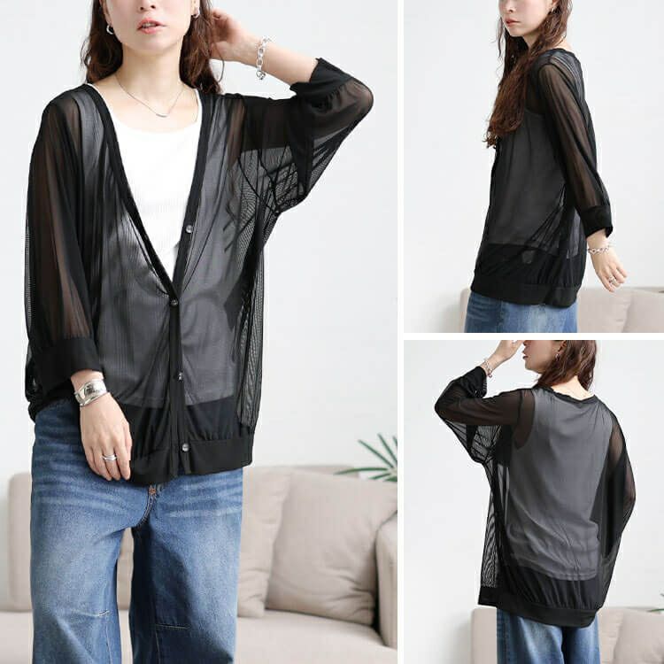 大きいサイズ レディース 接触冷感＆洗濯速乾シアーカーディガン　cpdai-651038 【メール便可】