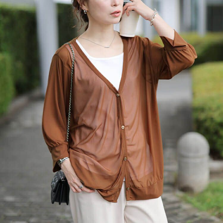 大きいサイズ レディース 接触冷感＆洗濯速乾シアーカーディガン　cpdai-651038 【メール便可】