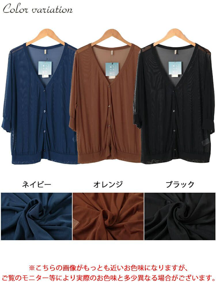 大きいサイズ レディース 接触冷感＆洗濯速乾シアーカーディガン　cpdai-651038 【メール便可】