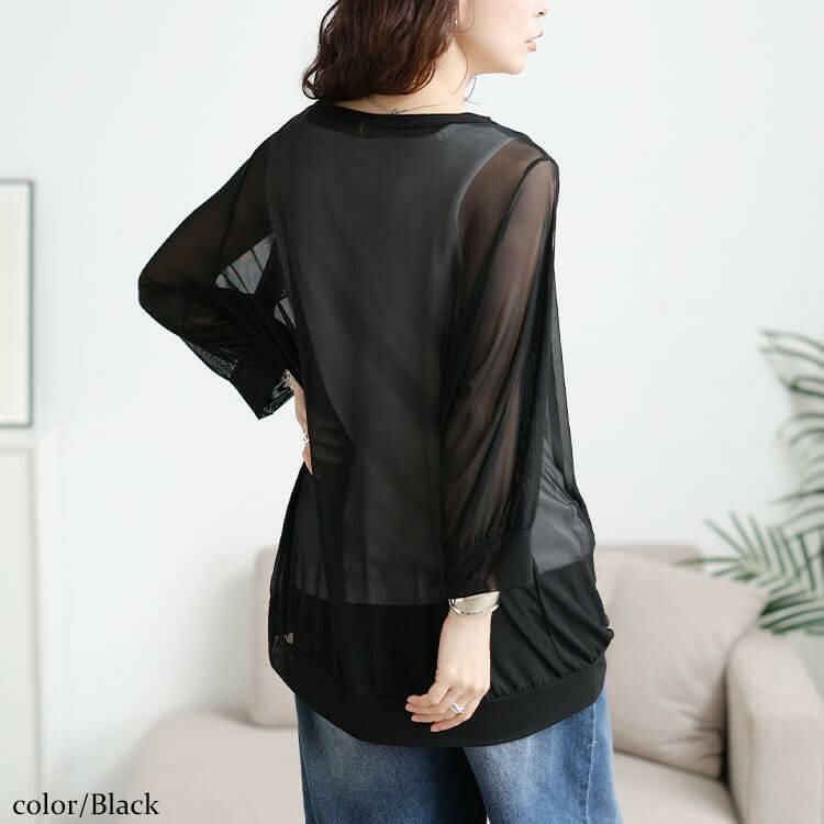 大きいサイズ レディース 接触冷感＆洗濯速乾シアーカーディガン　cpdai-651038 【メール便可】 ブラック