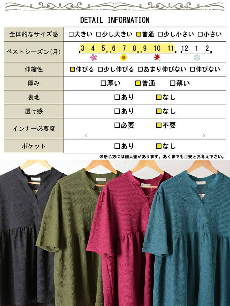 大きいサイズ レディース 楊柳スキッパーぺプラムチュニック　cast-5554051 【メール便可】