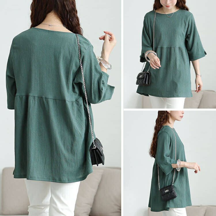 大きいサイズ レディース 楊柳フレアぺプラムチュニック　cast-5554053 【メール便可】