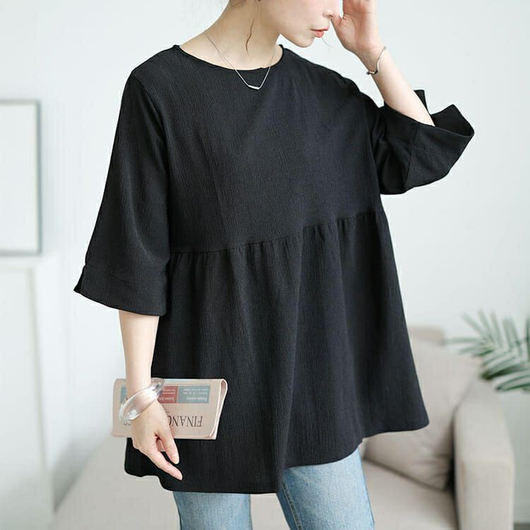 大きいサイズ レディース 楊柳フレアぺプラムチュニック cast-5554053