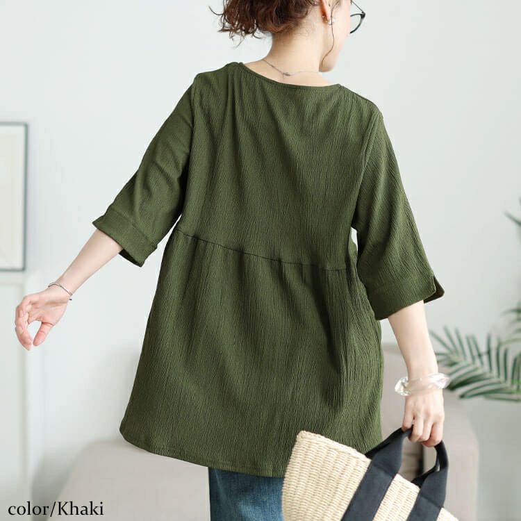 大きいサイズ レディース 楊柳フレアぺプラムチュニック　cast-5554053 【メール便可】