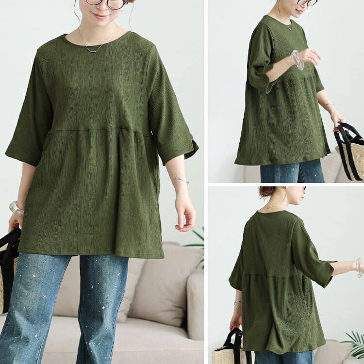 大きいサイズ レディース 楊柳フレアぺプラムチュニック　cast-5554053 【メール便可】