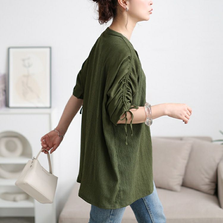 大きいサイズ レディース 楊柳ドロストドルマンシャツ　cast-5554052 【メール便可】