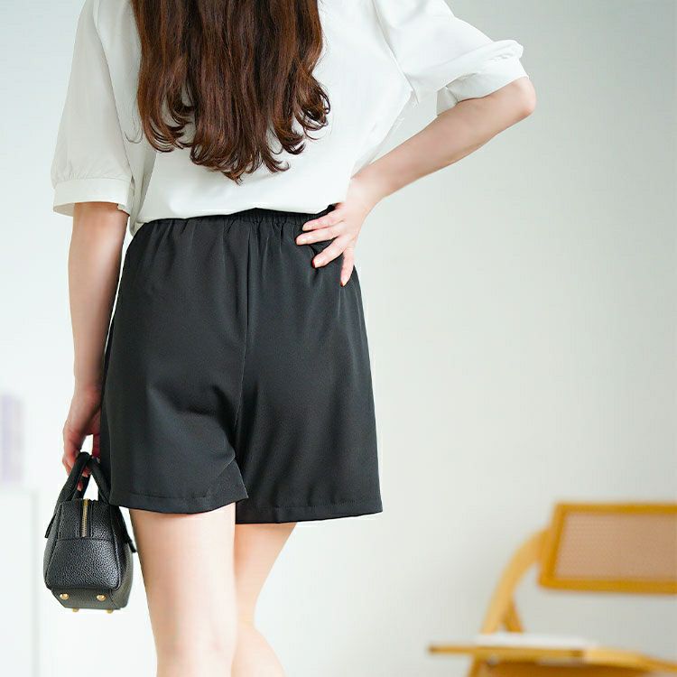 大きいサイズ レディース フェイクボタンショートパンツ　goldy-1711【メール便可】