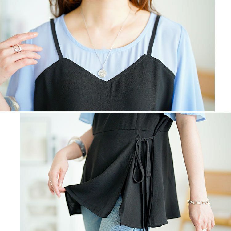 大きいサイズ レディース ブラウスドッキングペプラムトップス　goldy-1710【メール便可】