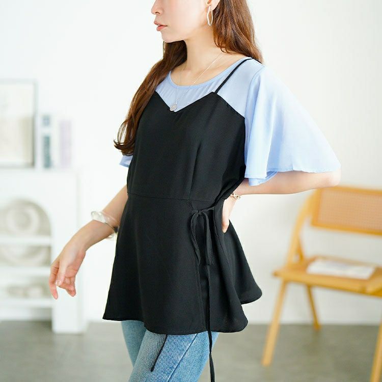 大きいサイズ レディース ブラウスドッキングペプラムトップス　goldy-1710【メール便可】